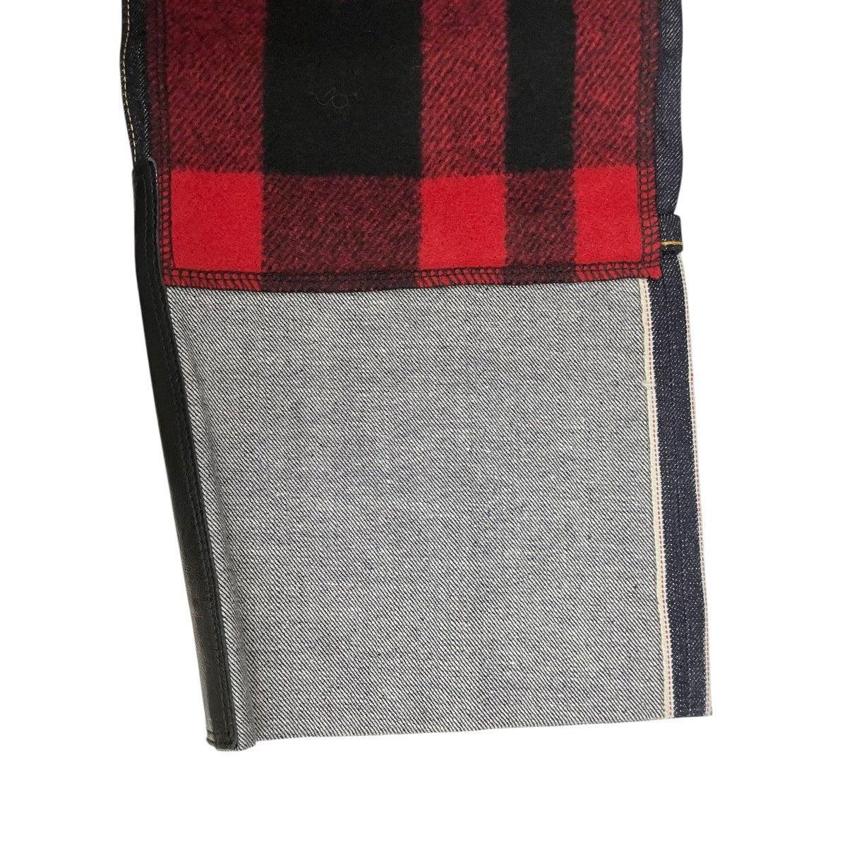 JUNYA WATANABE MAN 25AW フランネル切替レザーパッチデニムパンツ WP-P035 古着・中古-5枚目のアイテム画像
