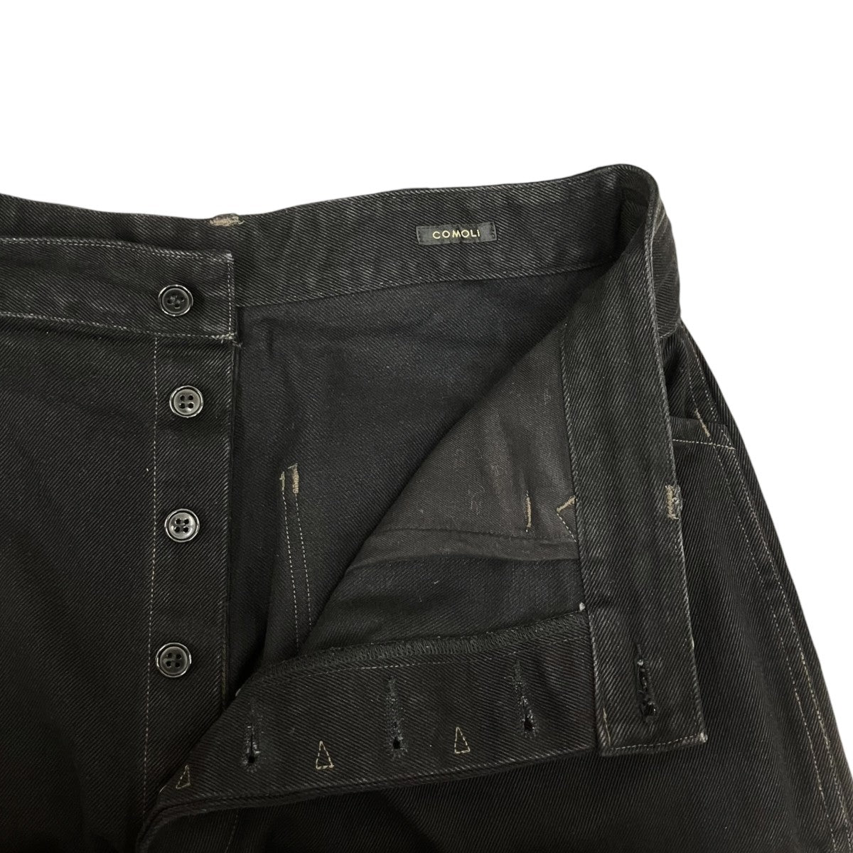 COMOLI 26SS ブラックデニムベルテッドパンツ D01-03001 古着・中古-6枚目のアイテム画像