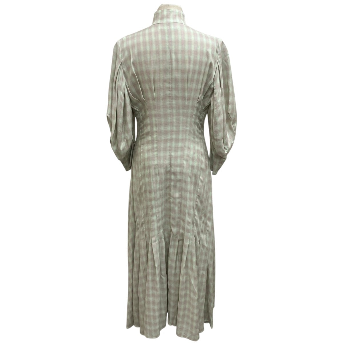 mame kurogouchi Linen Mix Ombre Check Flared DressワンピースMM23SS-DR005 古着・中古-2枚目のアイテム画像