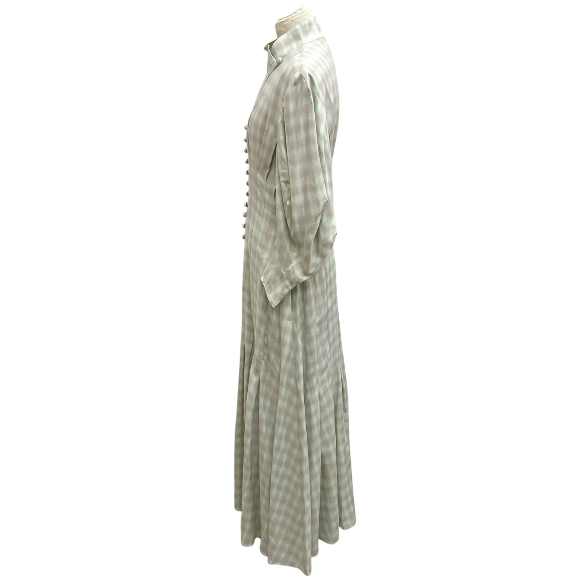 mame kurogouchi Linen Mix Ombre Check Flared DressワンピースMM23SS-DR005 古着・中古-3枚目のアイテム画像
