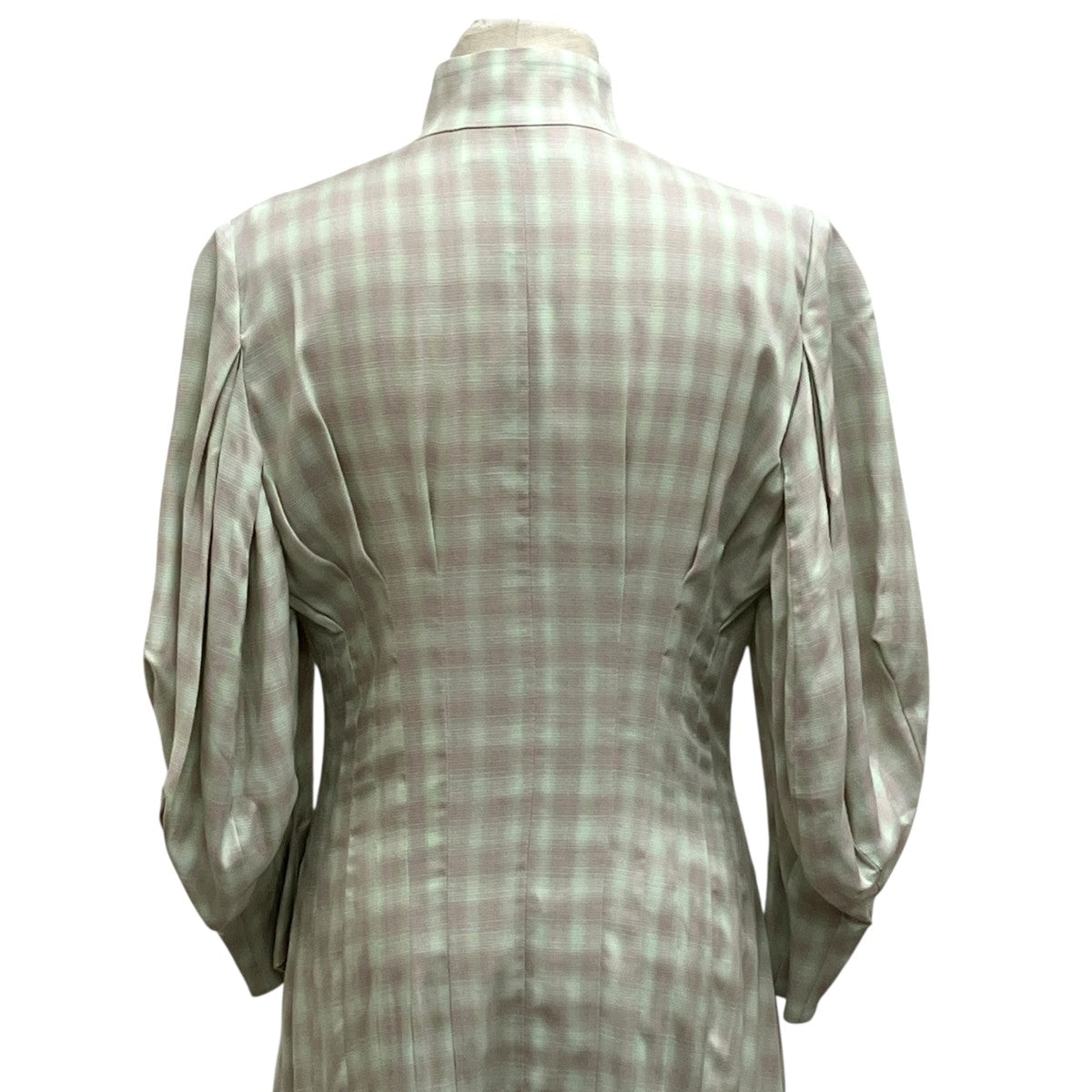 mame kurogouchi Linen Mix Ombre Check Flared DressワンピースMM23SS-DR005 古着・中古-5枚目のアイテム画像