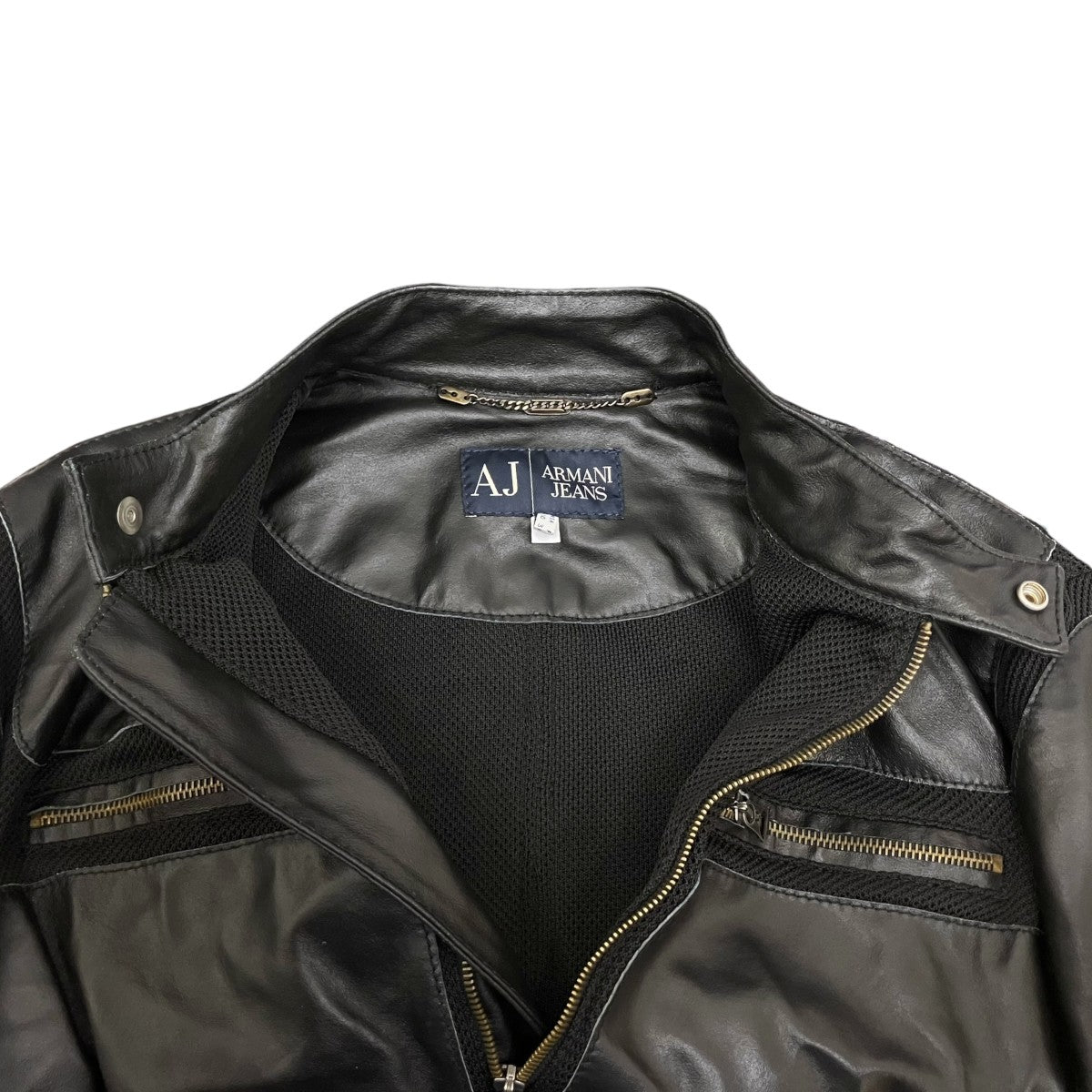 ARMANI JEANS(アルマーニジーンズ) レザージャケット ブラック サイズ