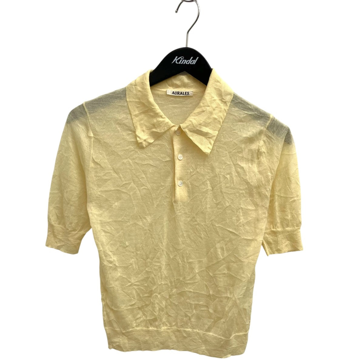 AURALEE WRINKLED WOOL POLYESTER HIGH GAUGE KNIT POLO半袖ポロシャツA25SP03MS 古着・中古-1枚目のアイテム画像