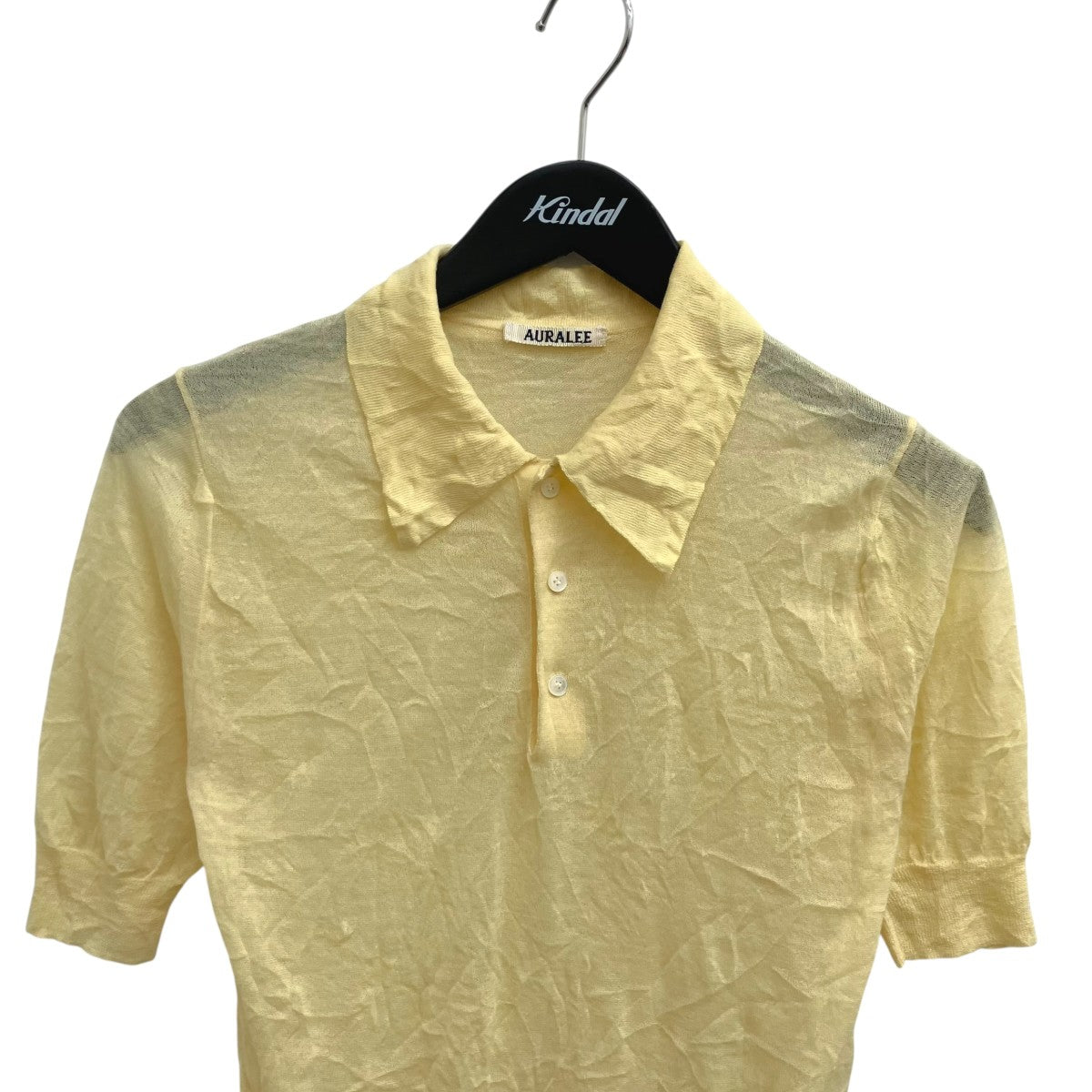 AURALEE WRINKLED WOOL POLYESTER HIGH GAUGE KNIT POLO半袖ポロシャツA25SP03MS 古着・中古-3枚目のアイテム画像