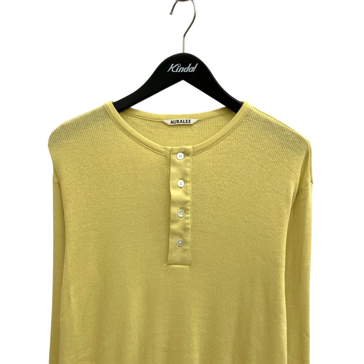 AURALEE ORGANIC SOFT RIB HENLEY NECK P O長袖カットソーA26SP01OT 古着・中古-3枚目のアイテム画像