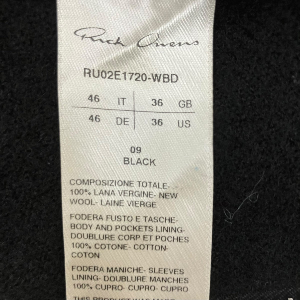 RICK OWENS 25FWALICE BRADジャケットRU02E1720-WBD 古着・中古-6枚目のアイテム画像