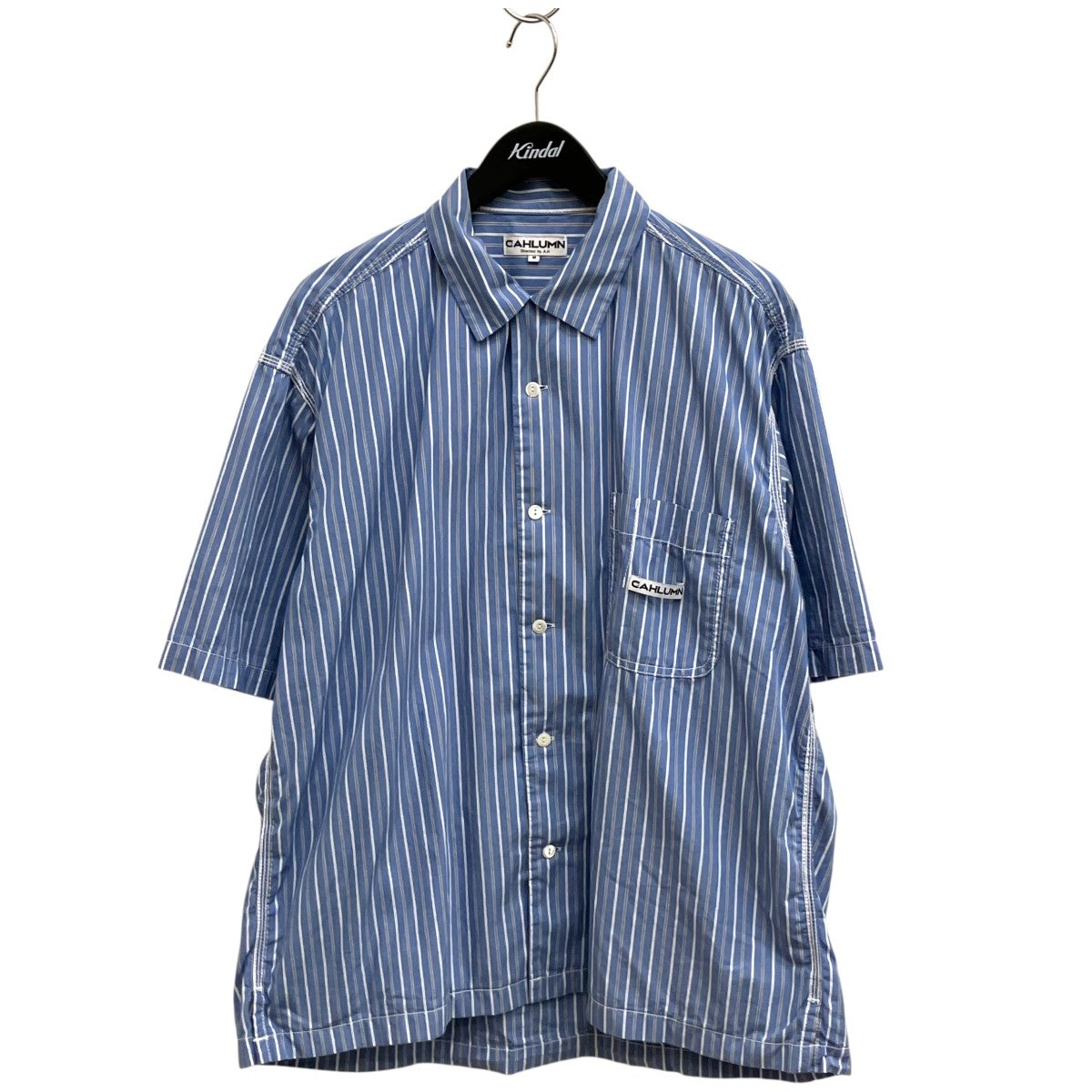 Magazine Pocket Chain Stitch Open Collar Shirtストライプシャツ1006390900003