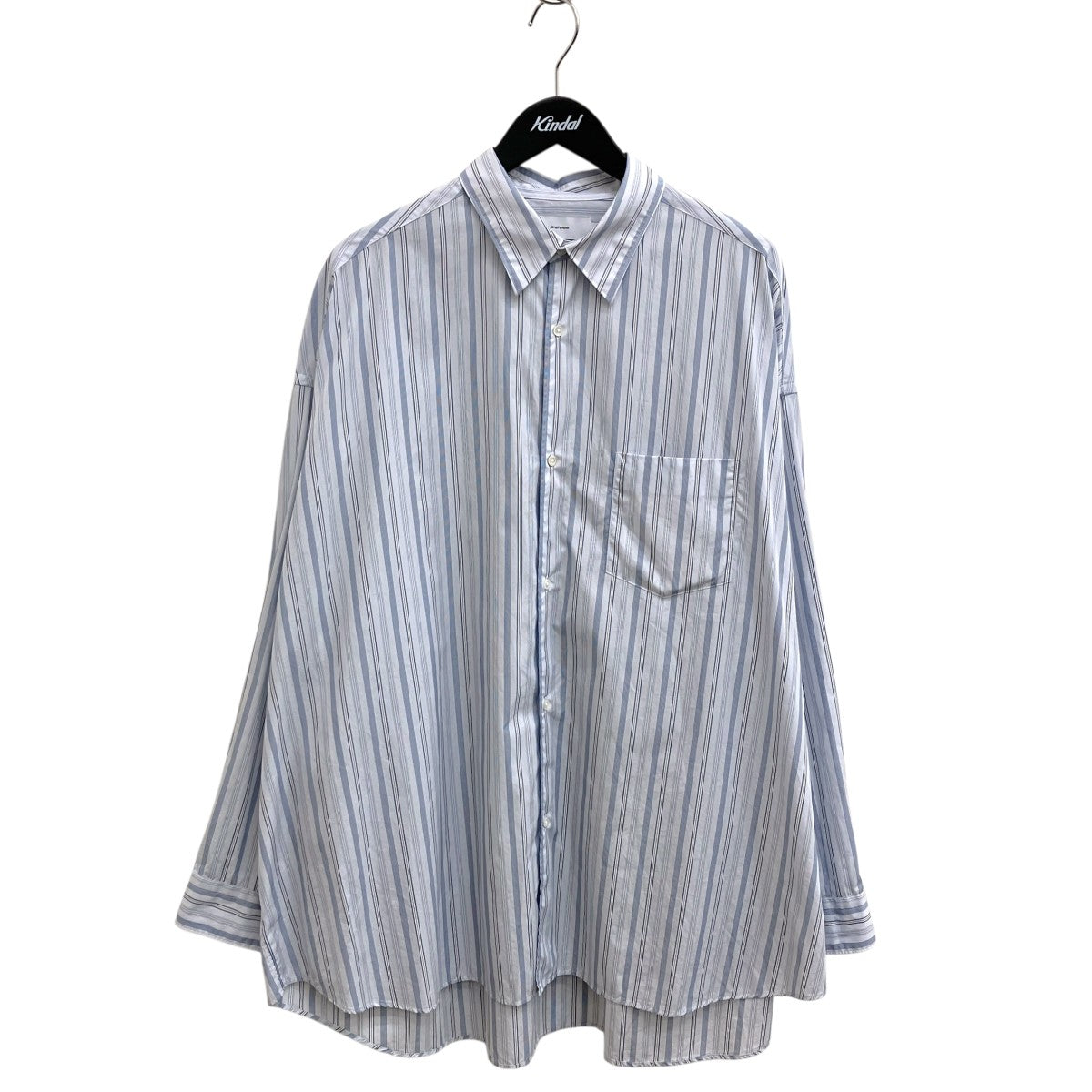 Broad L S Oversized Regular Collar Shirtストライプ長袖シャツGM243-50001STB