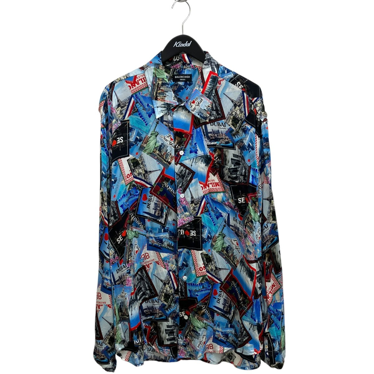 BALENCIAGA ポストカード 総柄シルクシャツ 681812 TML05 古着・中古-1枚目のアイテム画像