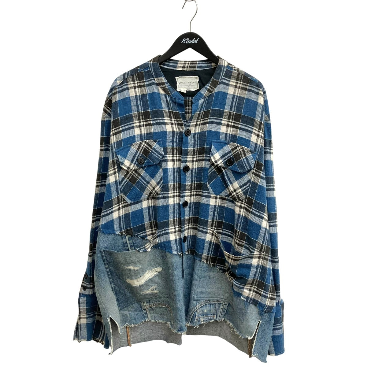 再構築デニム切替ドッキングシャツ