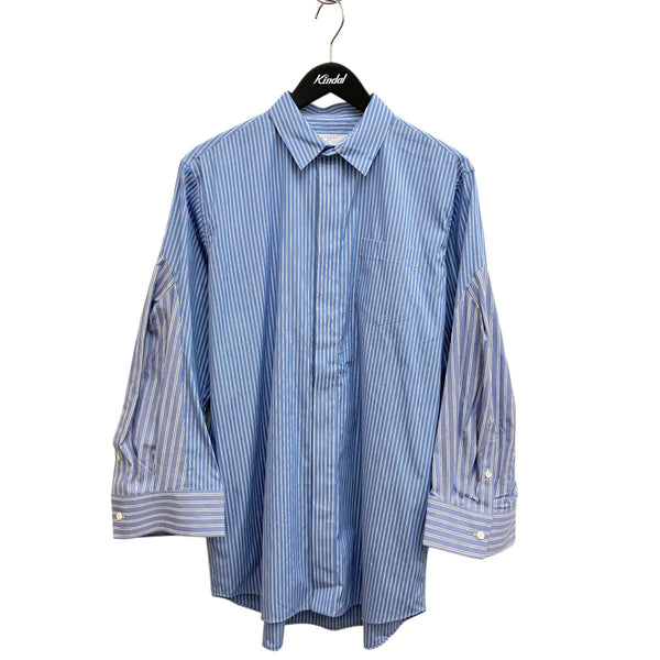 美品　sacai　サカイ　サイドジップ ストライプ 長袖シャツ　レディース sacai(サカイ) ストライプドッキングシャツ長袖シャツ24-07527 24