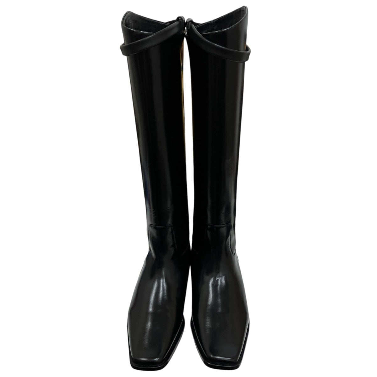 Box-leather riding boots blackロングブーツ