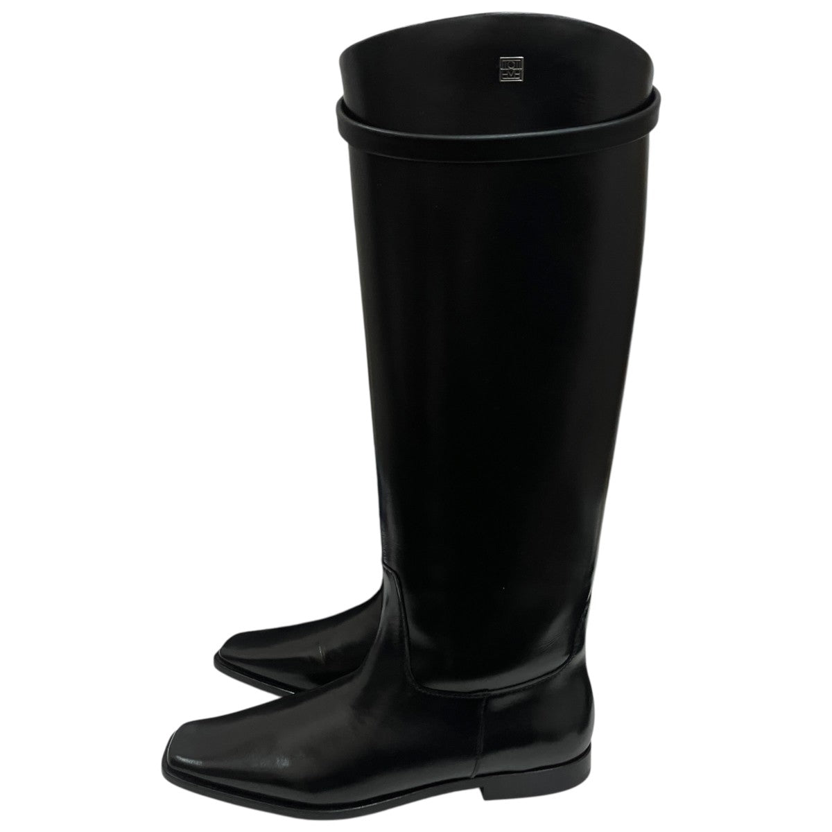 Box-leather riding boots blackロングブーツ