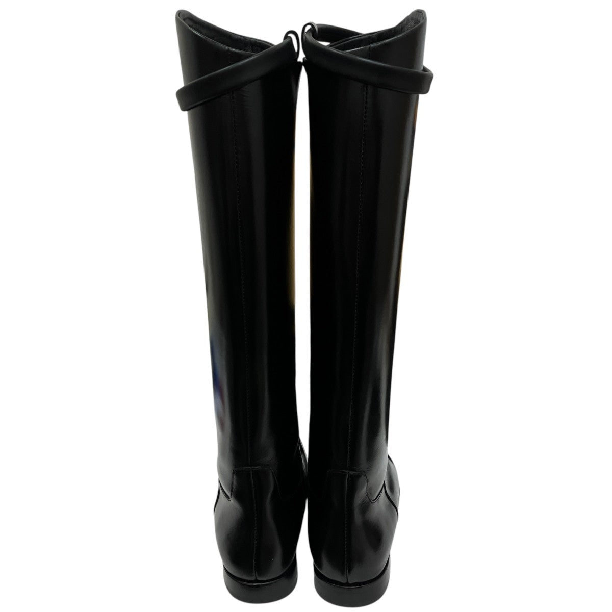 Box-leather riding boots blackロングブーツ