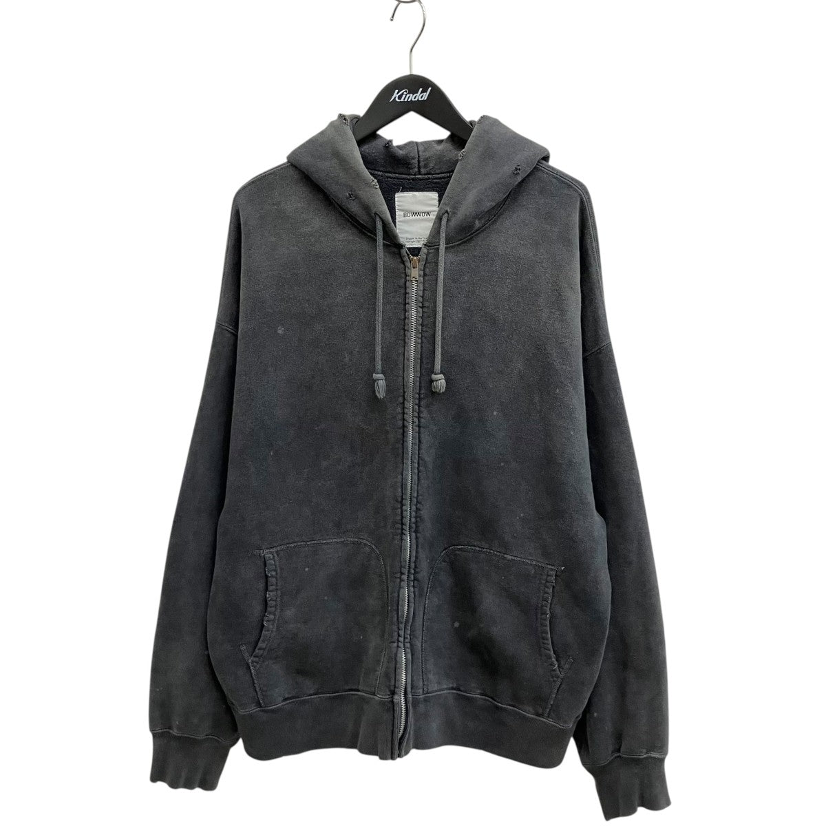 即完品 BOWWOW ジップアップパーカー セパポケ BOWWOW(バウワウ) ZIP HOODIE AGEDジップパーカー グレー サイズ XL