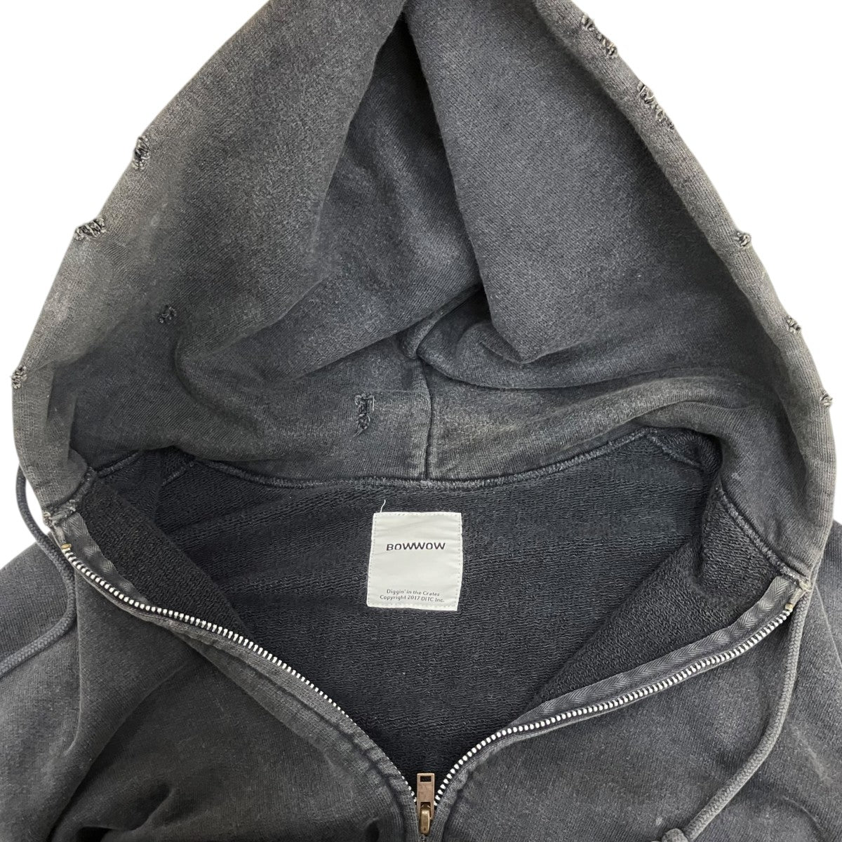 BOWWOW(バウワウ) ZIP HOODIE AGEDジップパーカー グレー サイズ XL