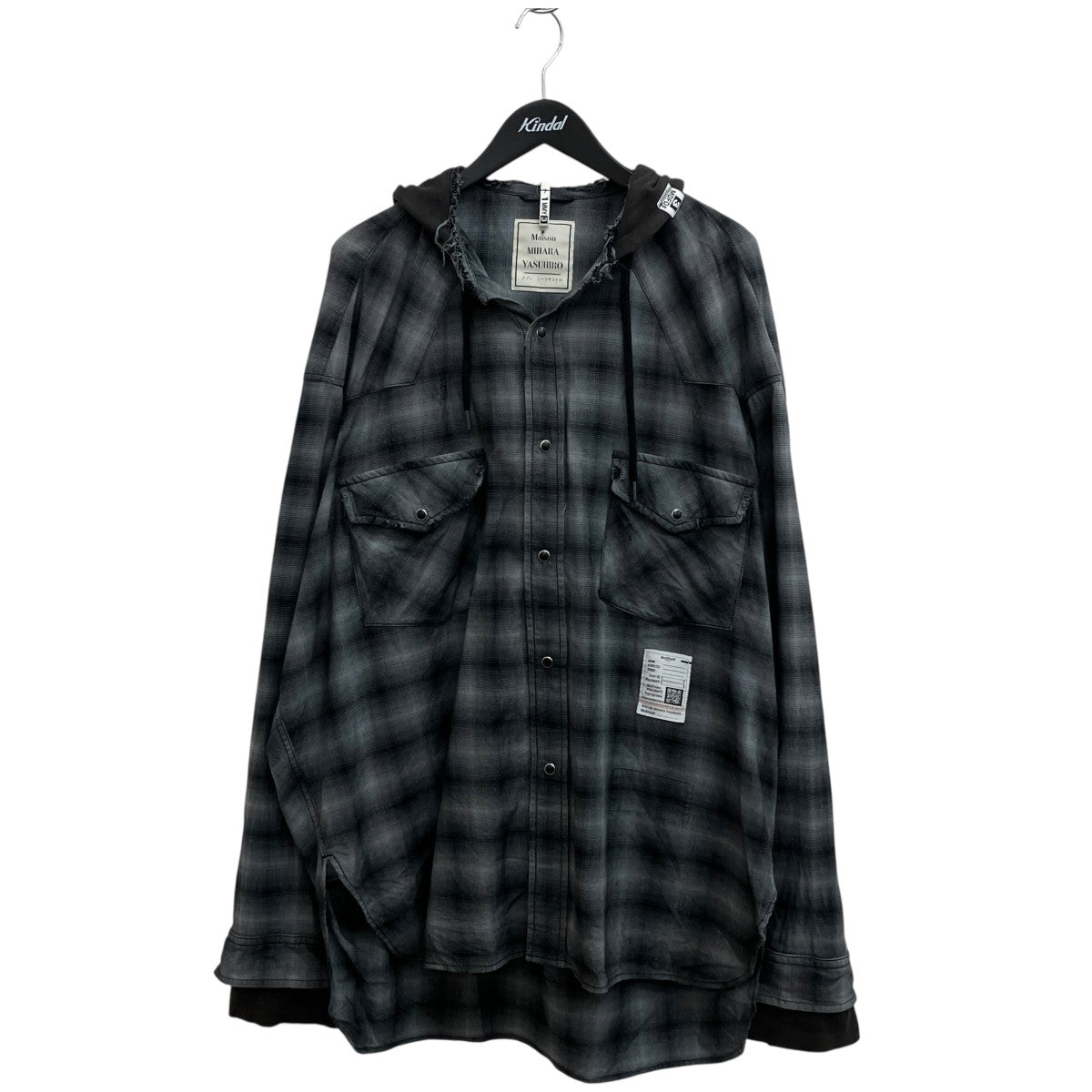 25SSHoodie Combine Checkered ShirtフーデットチェックシャツJ14SH183