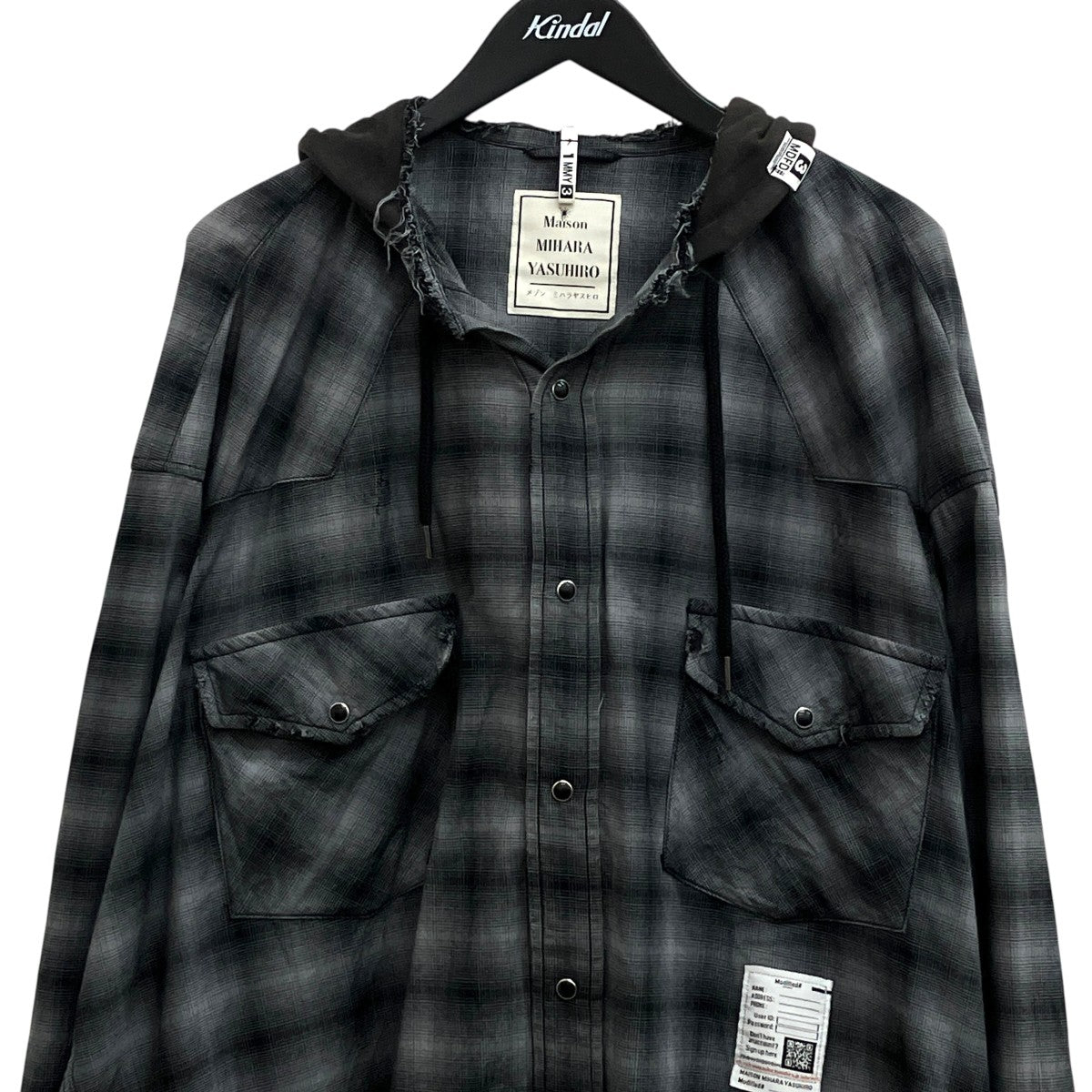 25SSHoodie Combine Checkered ShirtフーデットチェックシャツJ14SH183