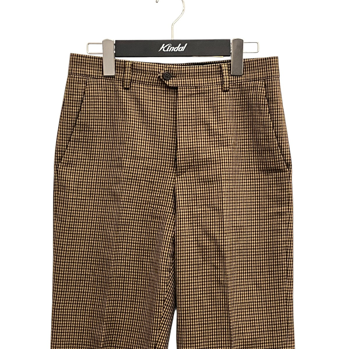 チェック ウール ブーツカットロングパンツ 2P613871H