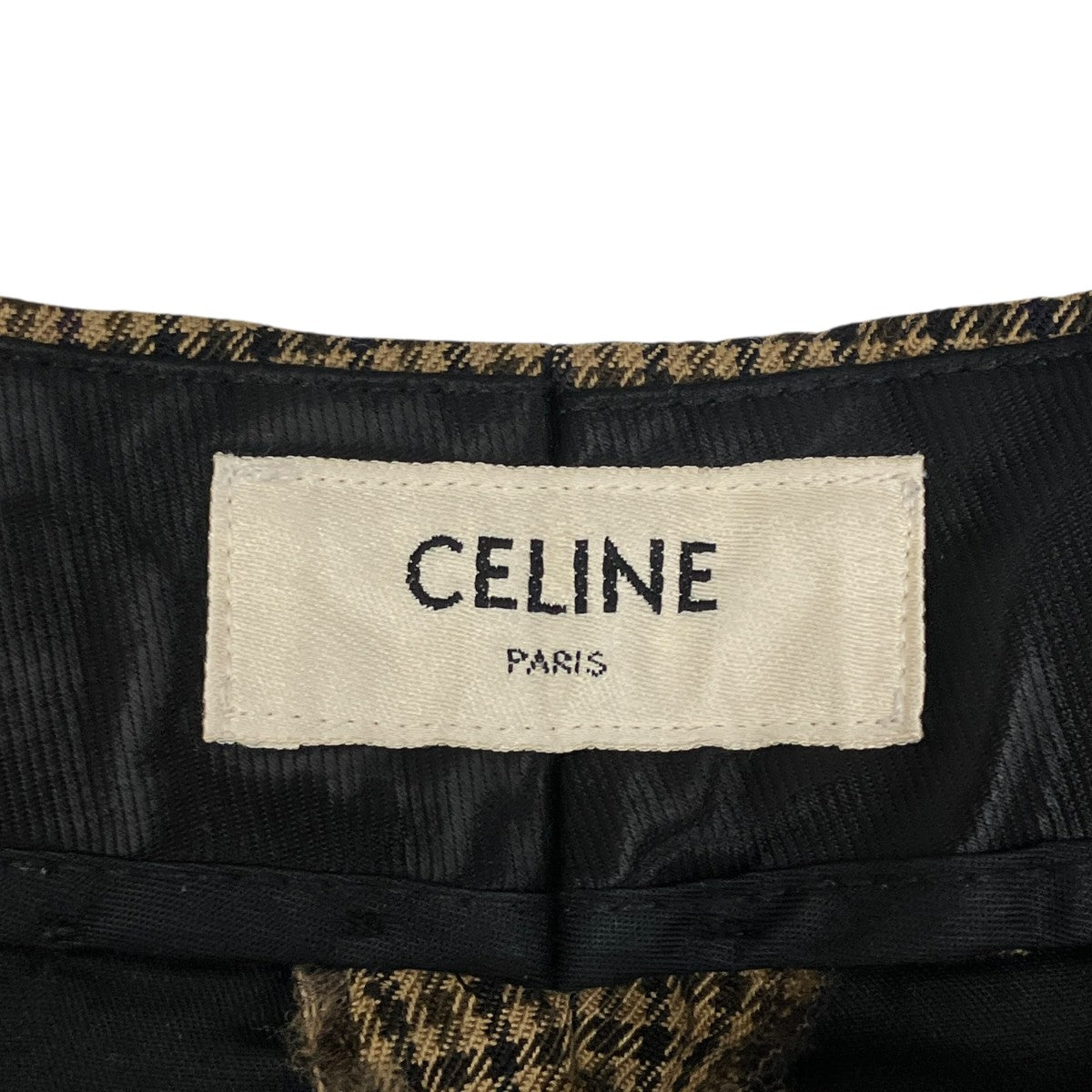 チェック ウール ブーツカットロングパンツ 2P613871H