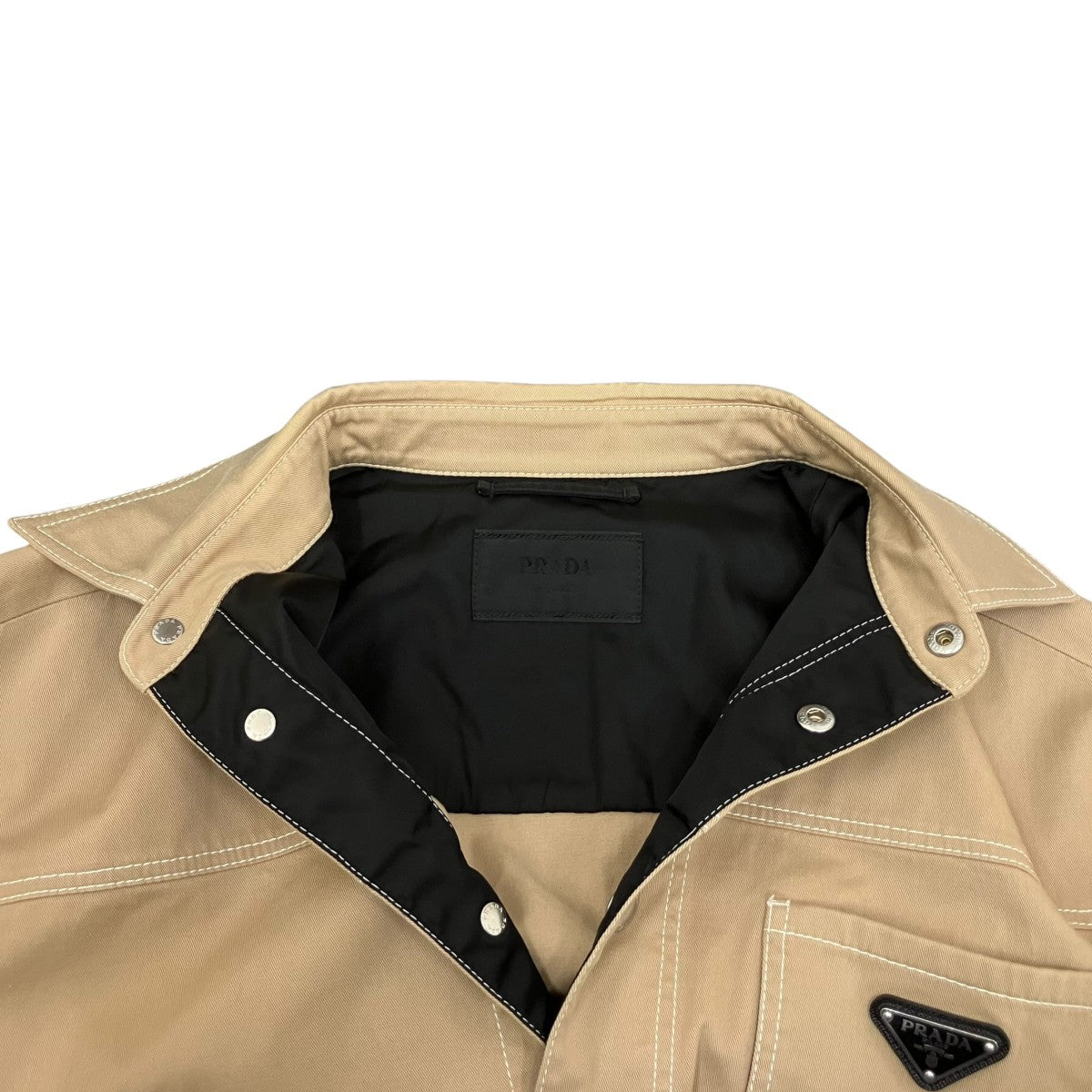 23AW トライアングル ロゴ コットン ポリウレタン シャツ ジャケット SC696 S232 1081