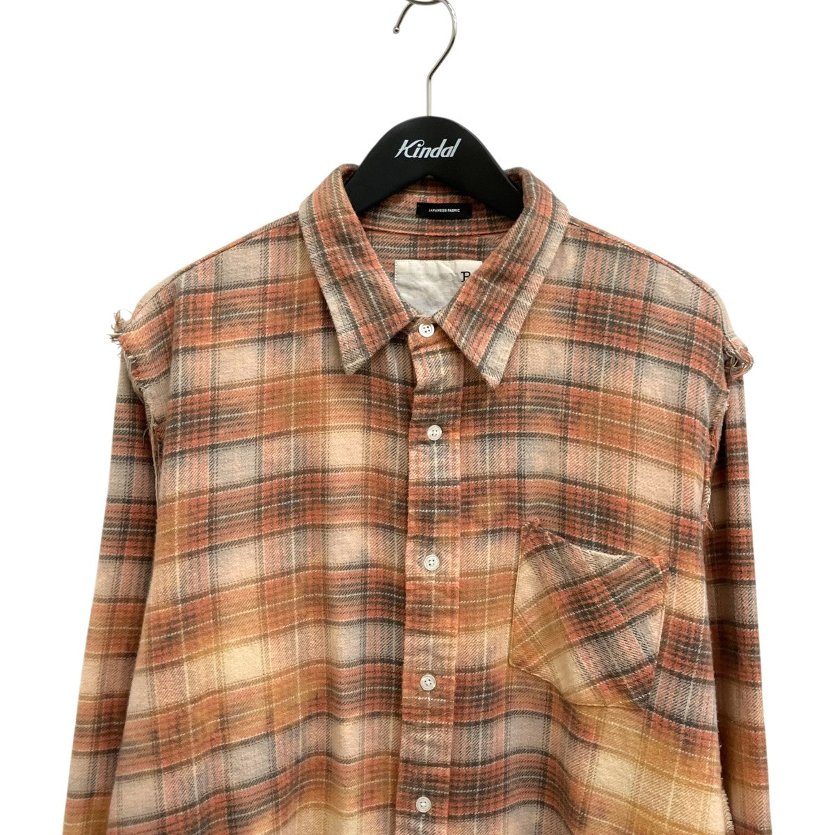 Bleached Orange PlaidチェックネルシャツR13MR008-R389B