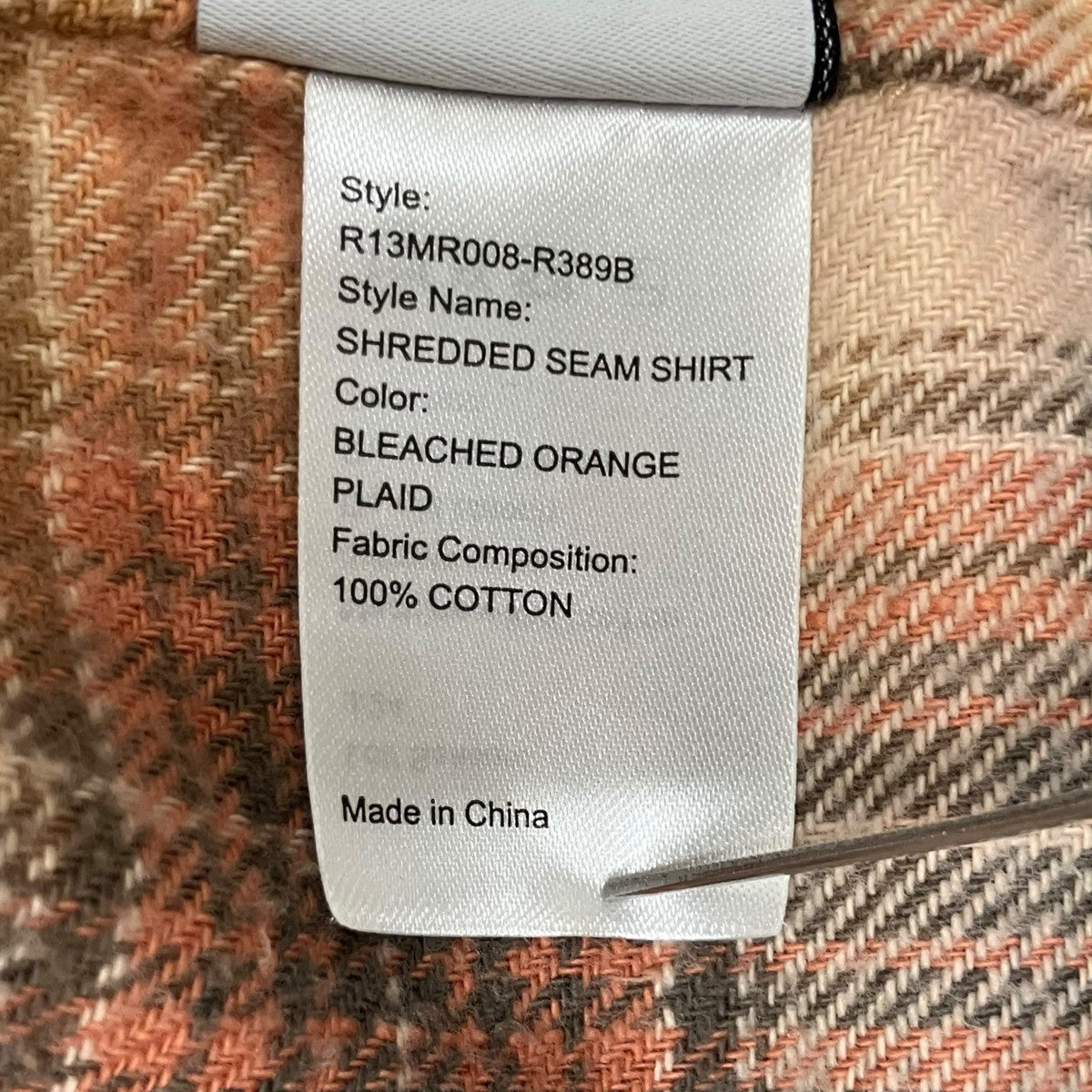 Bleached Orange PlaidチェックネルシャツR13MR008-R389B