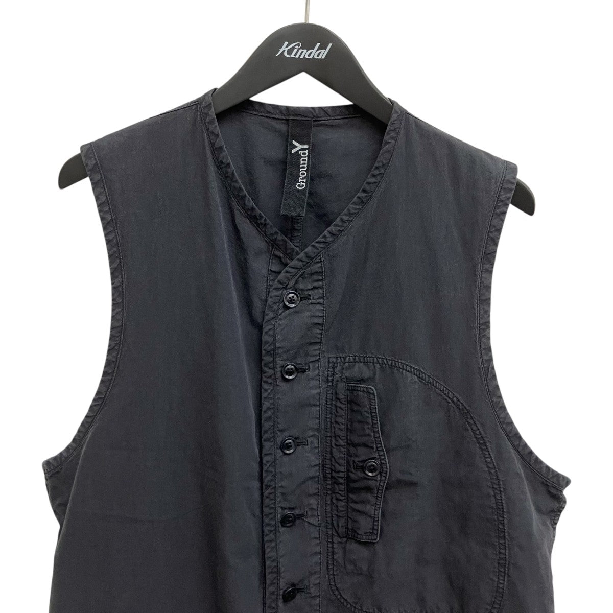 GROUND Y C NY SULFUR DYEING STONE WASH BIO PIPING VESTベストGL-V01-002 古着・中古-3枚目のアイテム画像