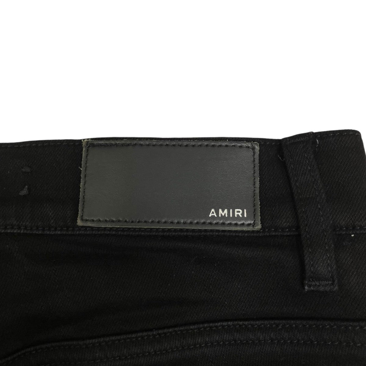 ロゴパッチ ダメージ加工 ストレッチスキニーデニムパンツ