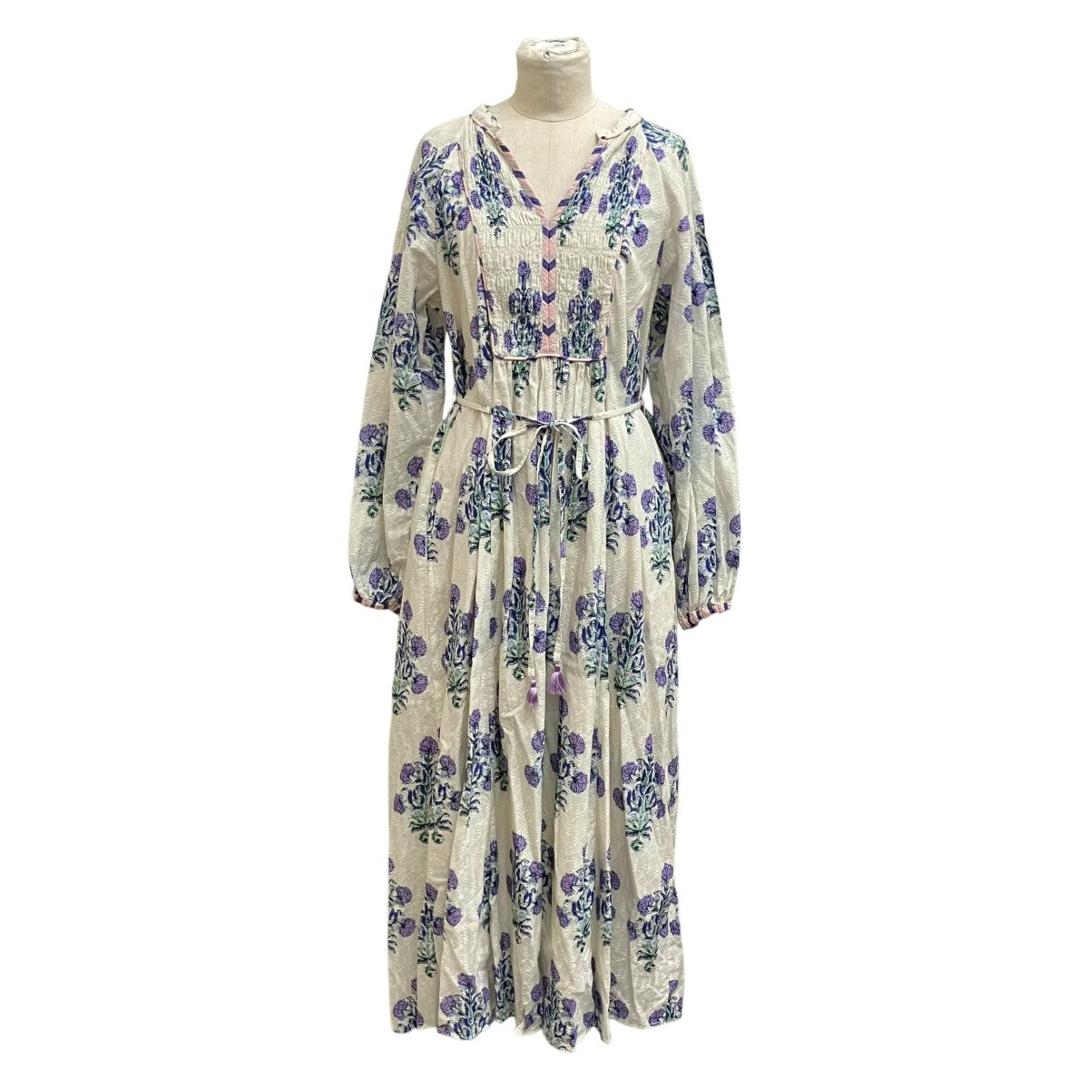 COTTON JQD MARIGOLD PRINT花柄長袖ワンピース010441GH1