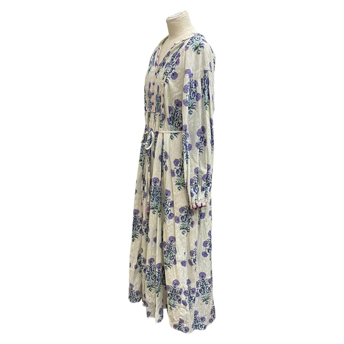 COTTON JQD MARIGOLD PRINT花柄長袖ワンピース010441GH1