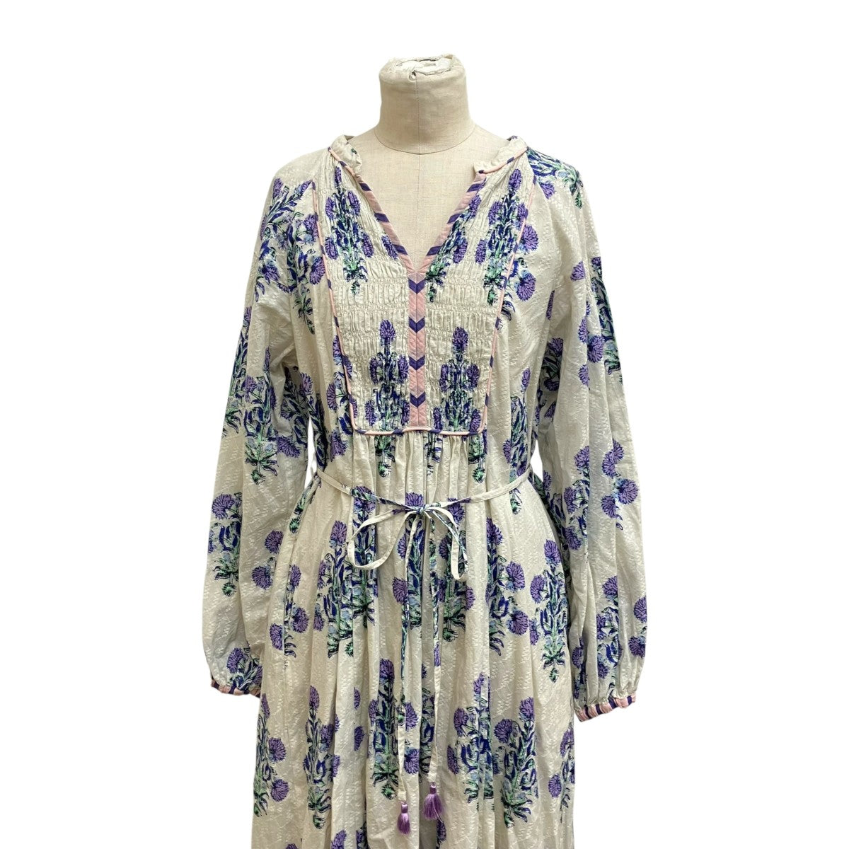 COTTON JQD MARIGOLD PRINT花柄長袖ワンピース010441GH1