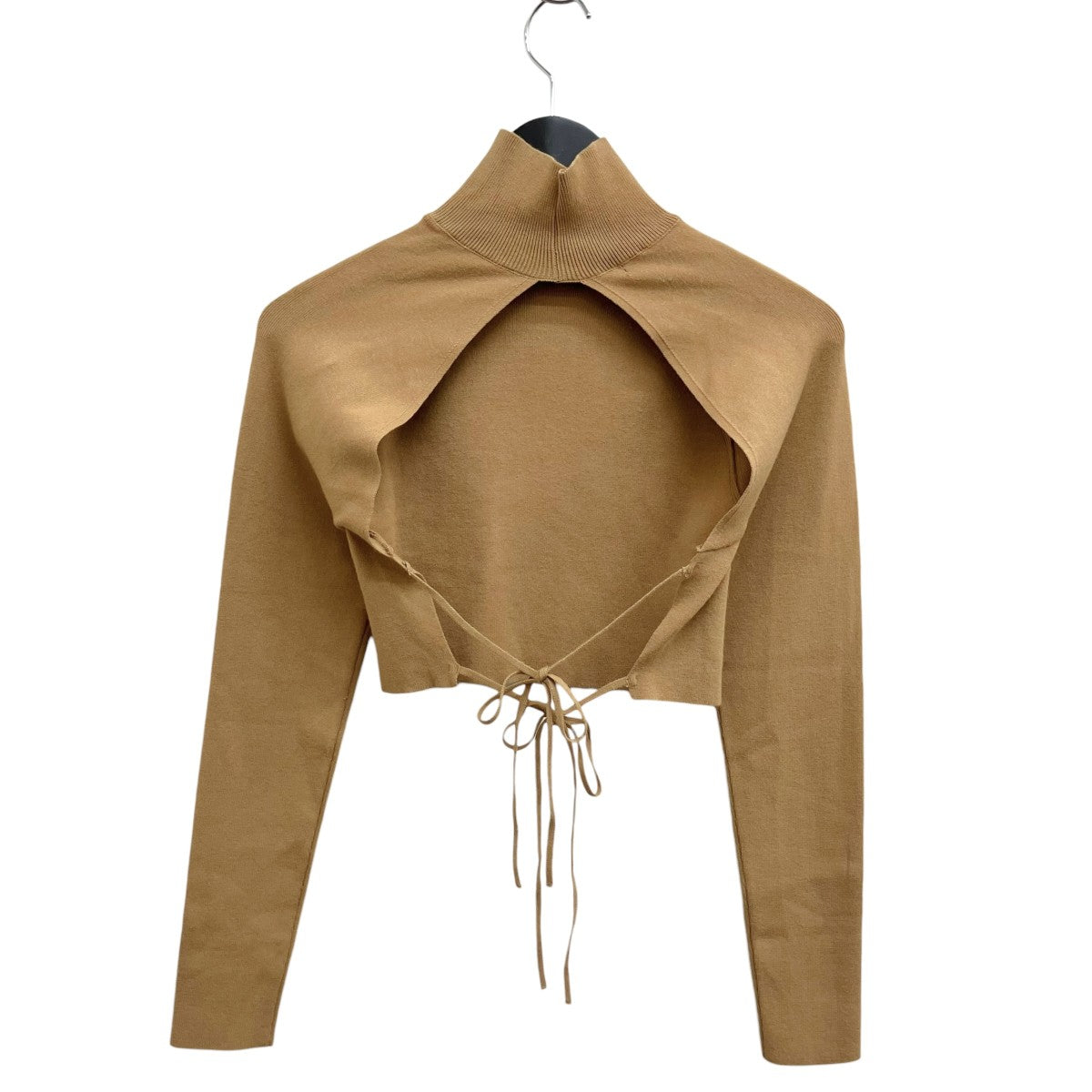BACK RIBBON CROPPED MASK TOPハイネックニットR3CA66