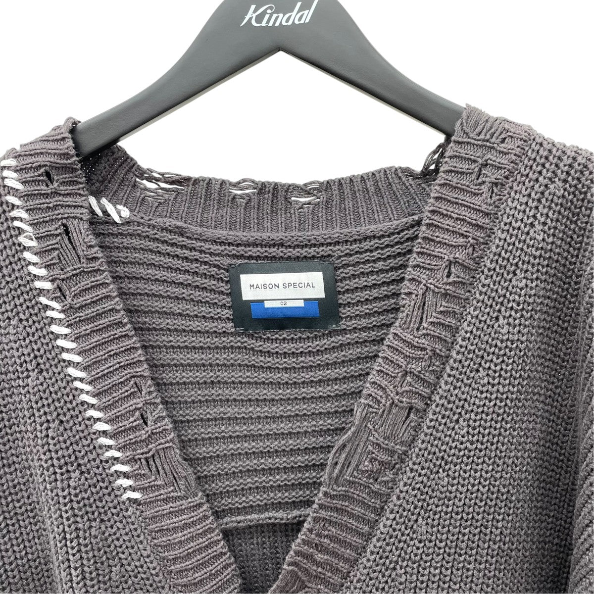 MAISON SPECIAL Embroidery Damage Prime-Over V-Neck Knitカーディガン11242361309 古着・中古-3枚目のアイテム画像