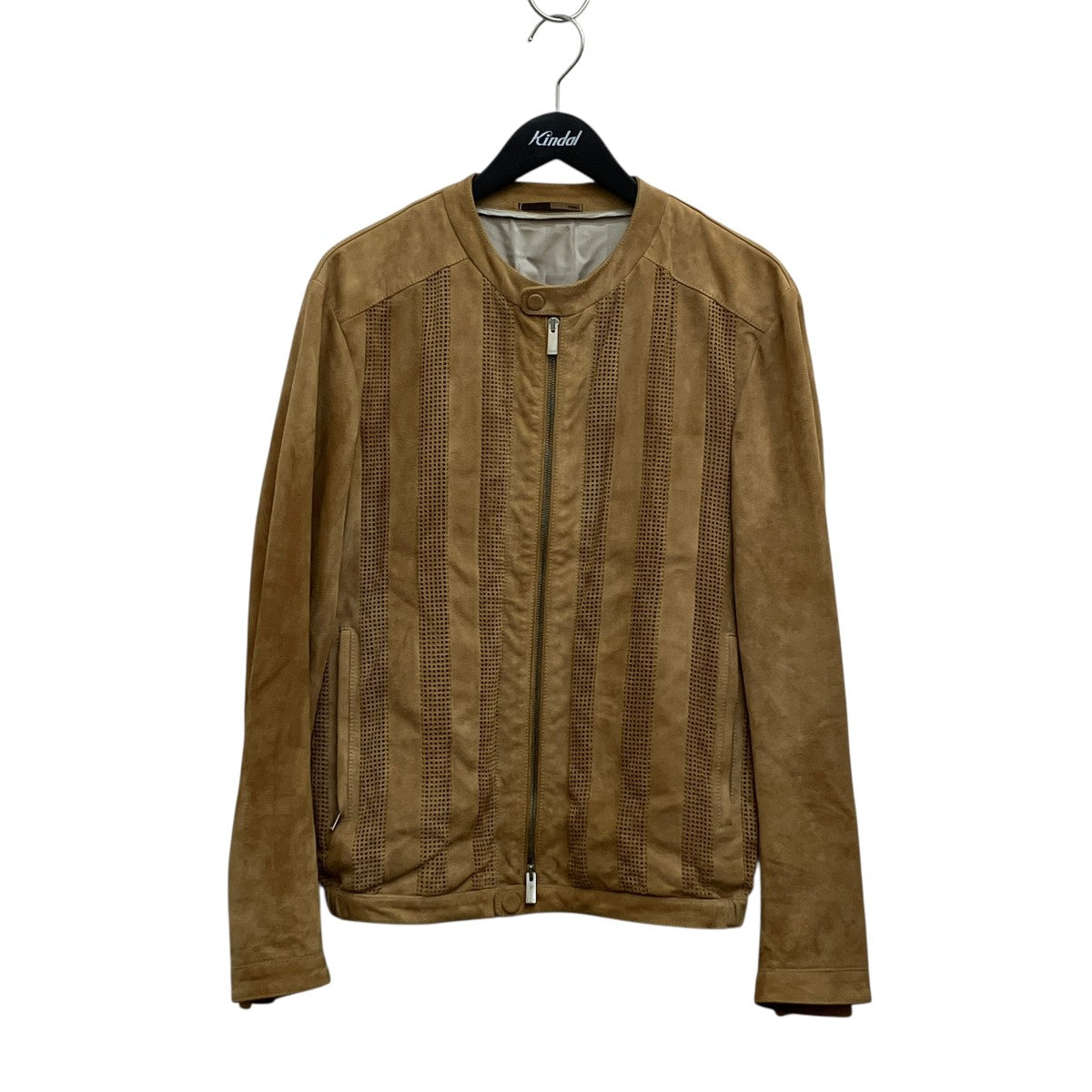FENDI GRID CUT LEATHER ZIP JACKET FPG138 J62 古着・中古-1枚目のアイテム画像