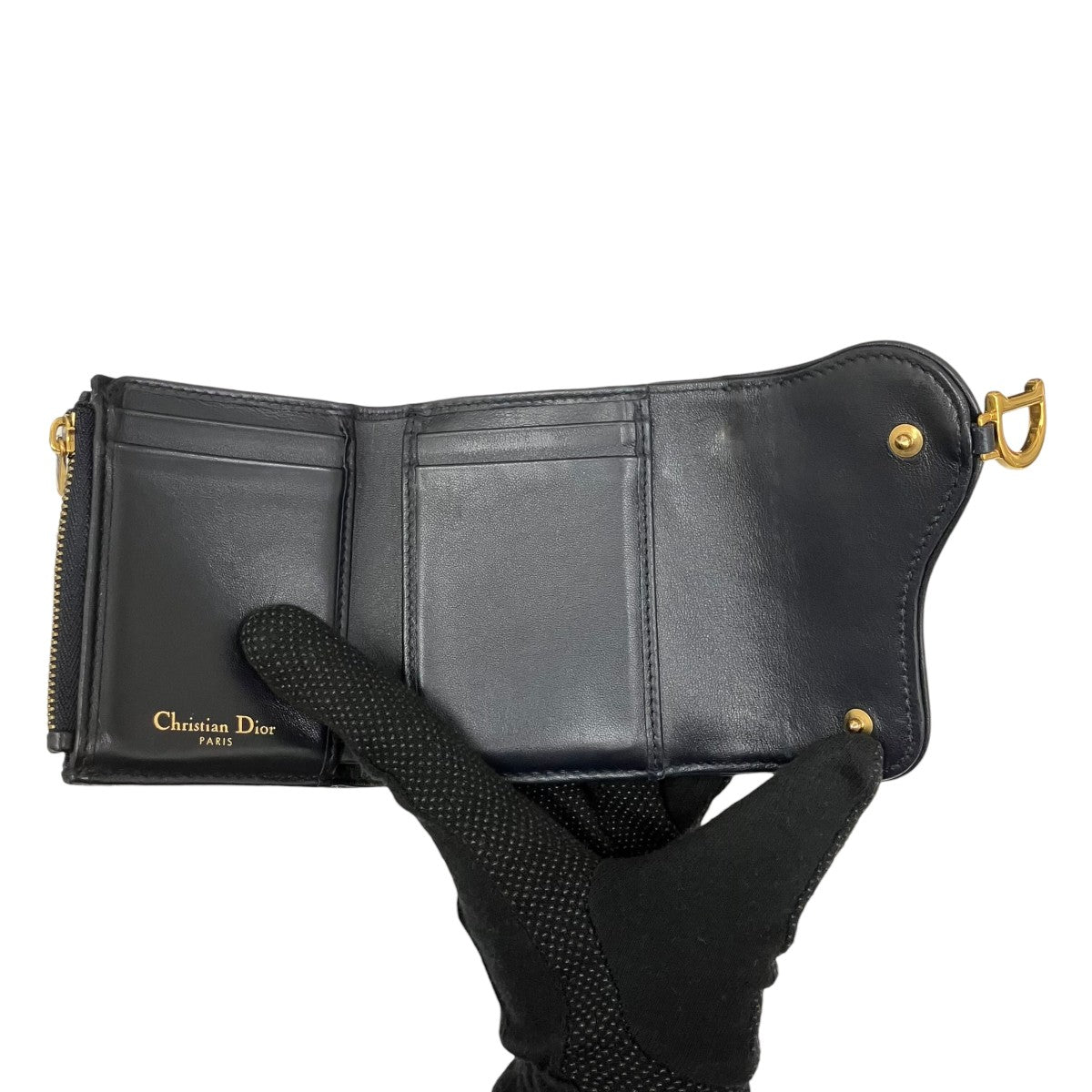 Christian Dior オブリーク ジャガードサドルロータス ウォレット三つ折り財布41-MA0252 古着・中古-4枚目のアイテム画像