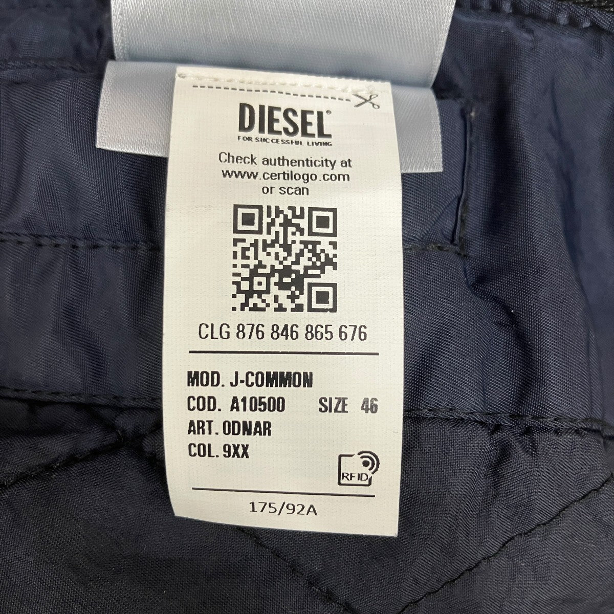 DIESEL J-COMMON ジップアップジャケット 0DNAR 古着・中古-6枚目のアイテム画像