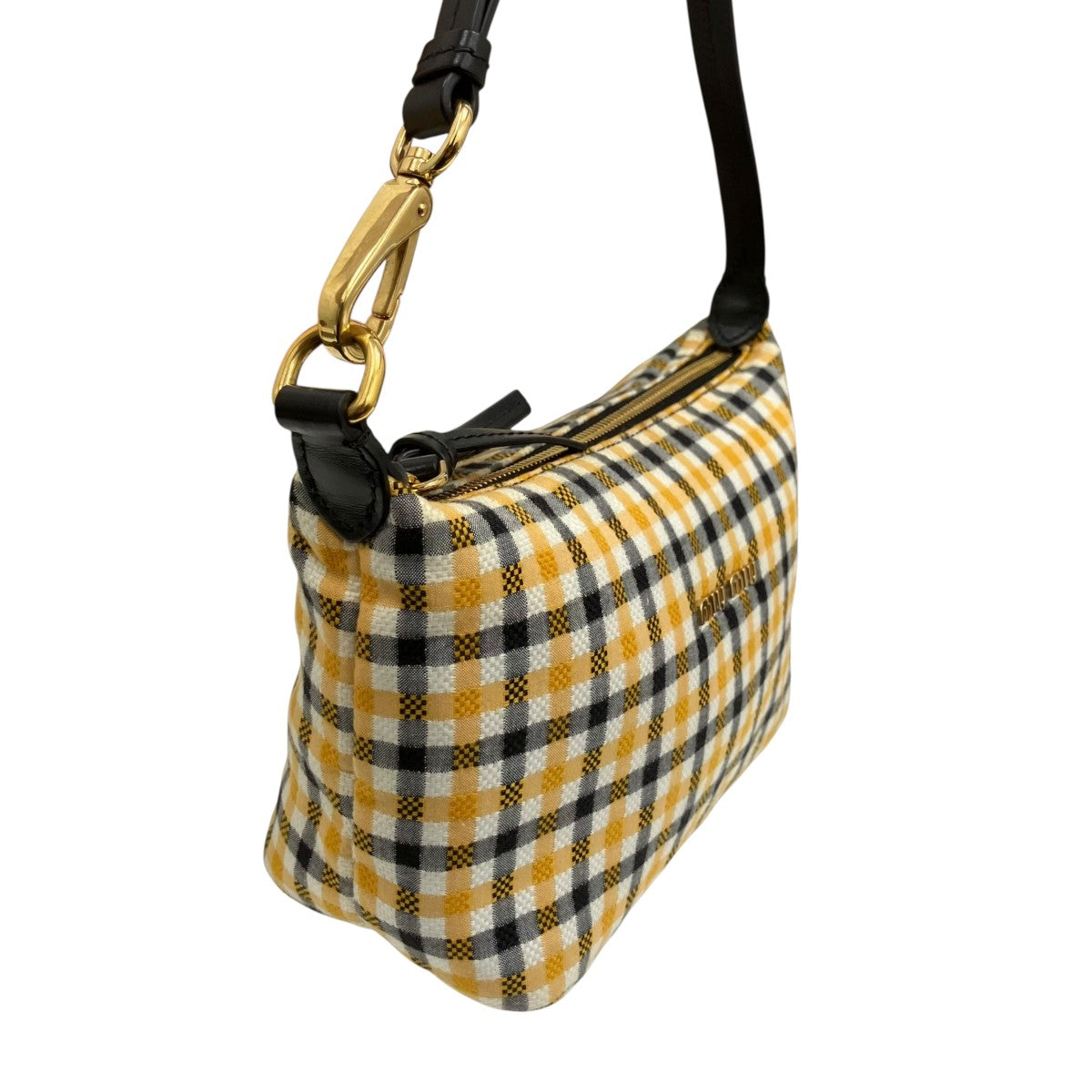 MIU MIU スピリットプリント・ファイユ・ミニバッグチェックハンドバッグ 古着・中古-3枚目のアイテム画像