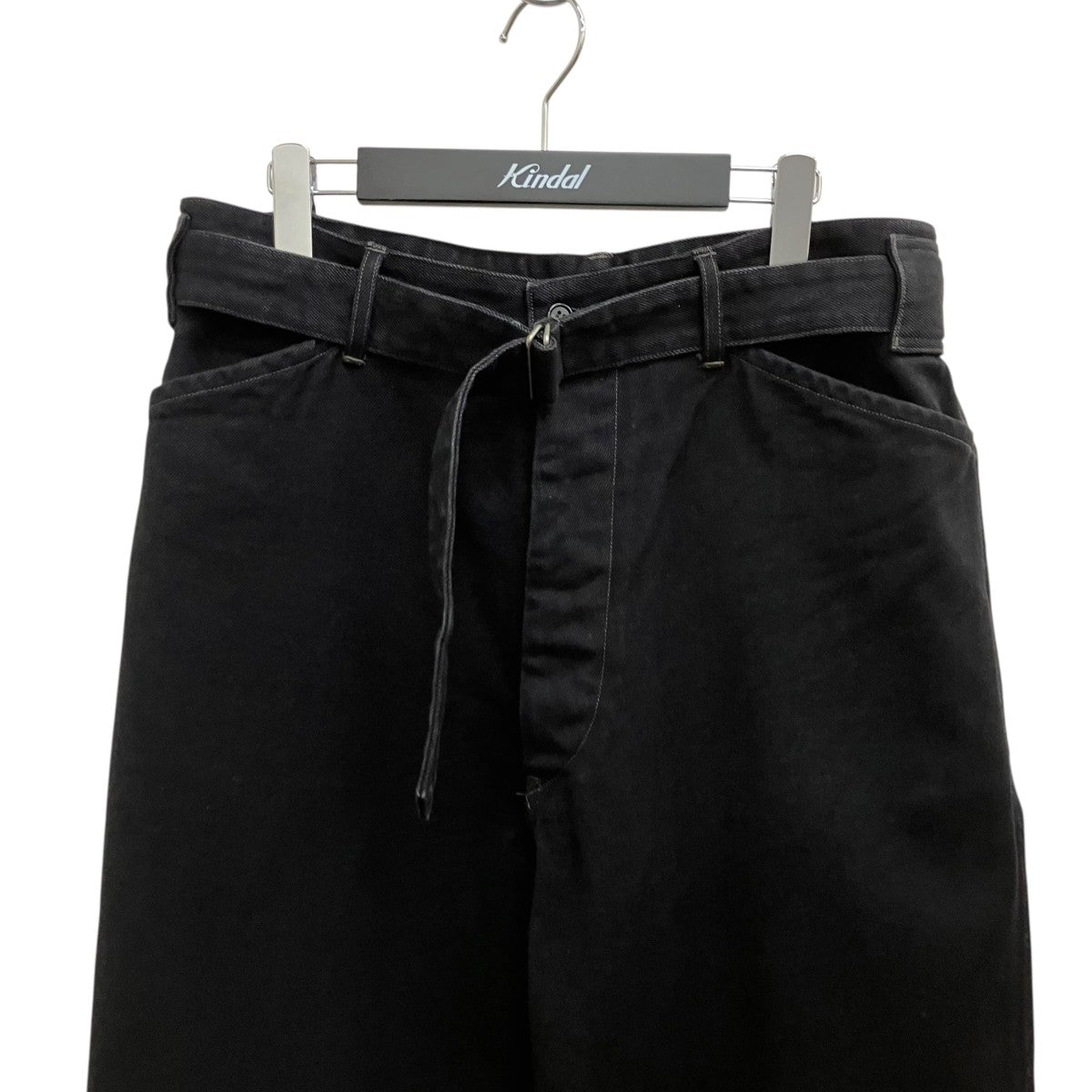 26SS ブラックデニム ベルテッドパンツ D01-03001
