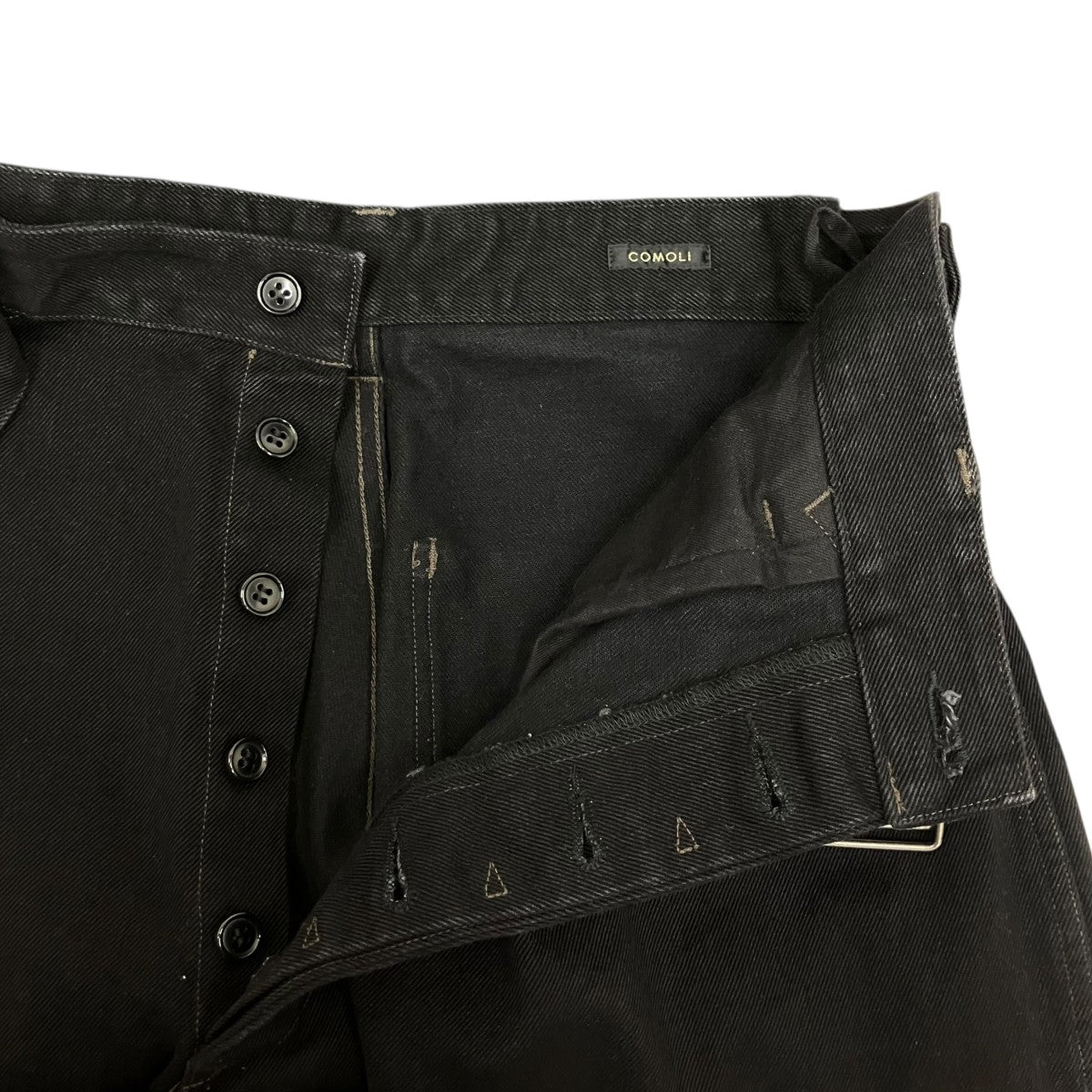 26SS ブラックデニム ベルテッドパンツ D01-03001
