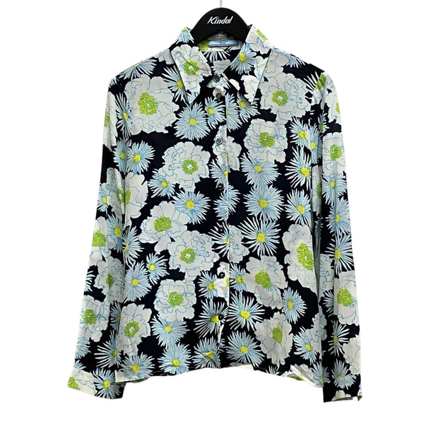 PRADA(プラダ) 花柄シャツP4977U P4977U ブラック×ホワイト×スカイ