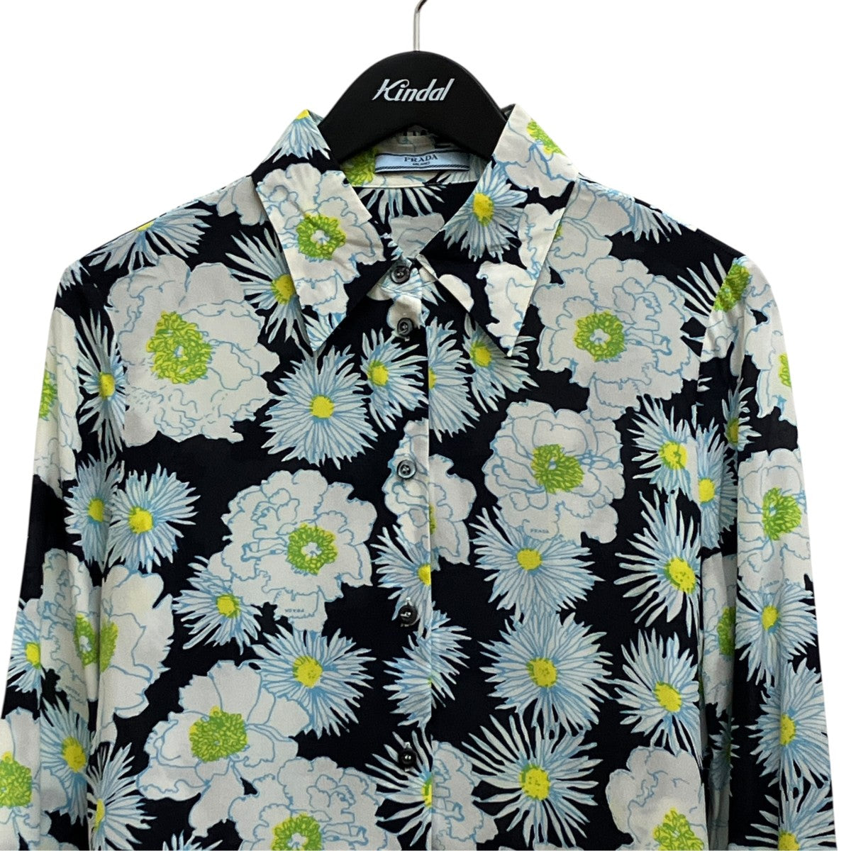 PRADA(プラダ) 花柄シャツP4977U P4977U ブラック×ホワイト×スカイ