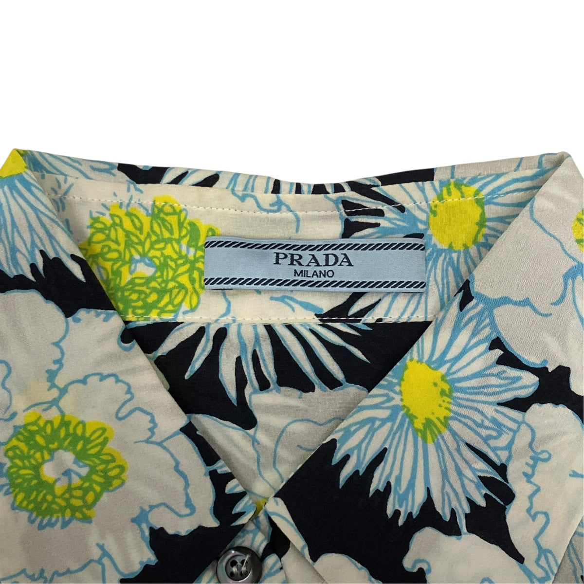 PRADA(プラダ) 花柄シャツP4977U P4977U ブラック×ホワイト×スカイ