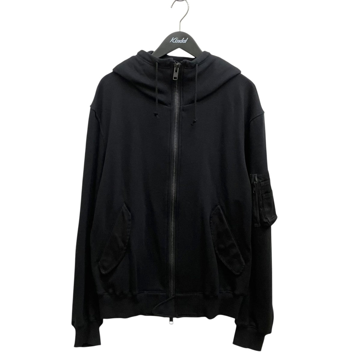 TWILL TERRY MIX ZIP-UP HOODIE WITH UTILITY SLEEVE POCKETパーカーUM-T15-800