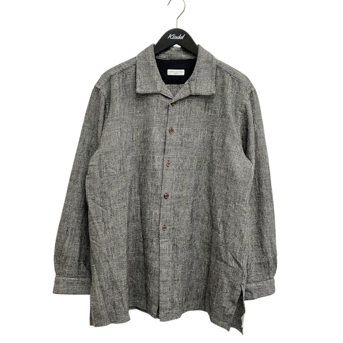 Glen plaid Classic open collar shirt長袖シャツAOV-G2-ai-8