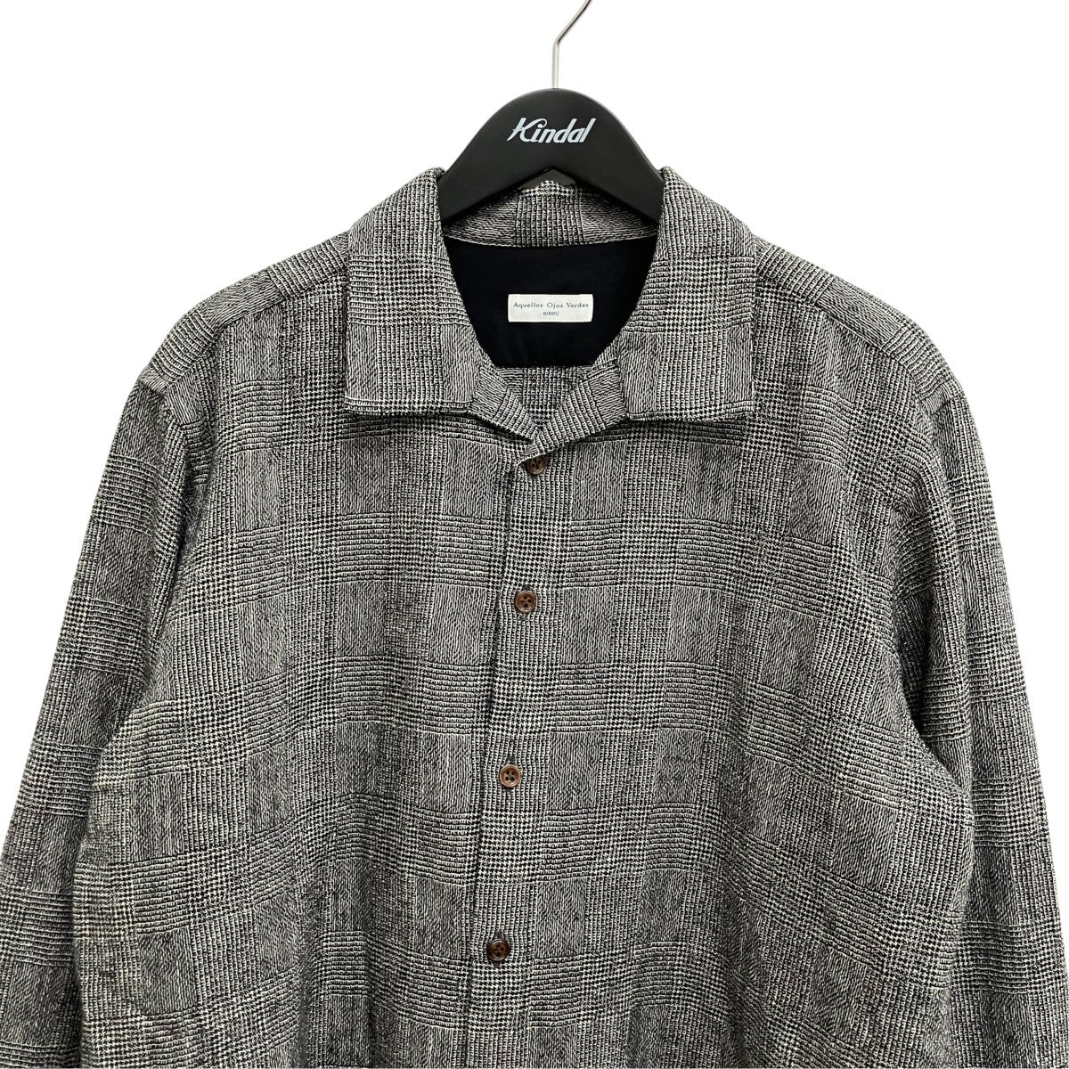 Glen plaid Classic open collar shirt長袖シャツAOV-G2-ai-8