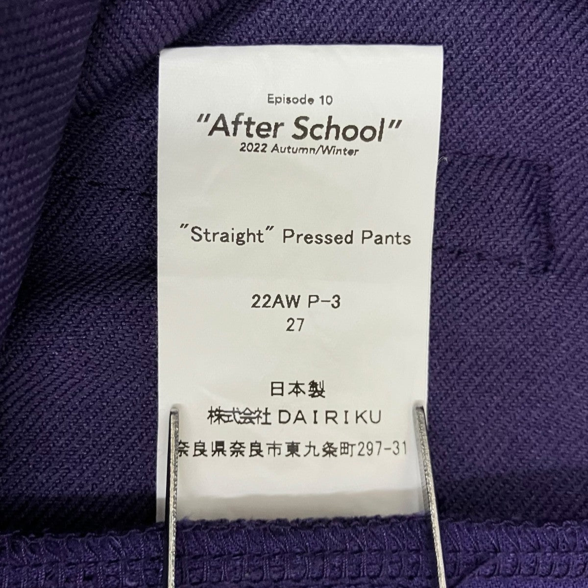 Straight Flasher Pressed Pants 22AW P-3