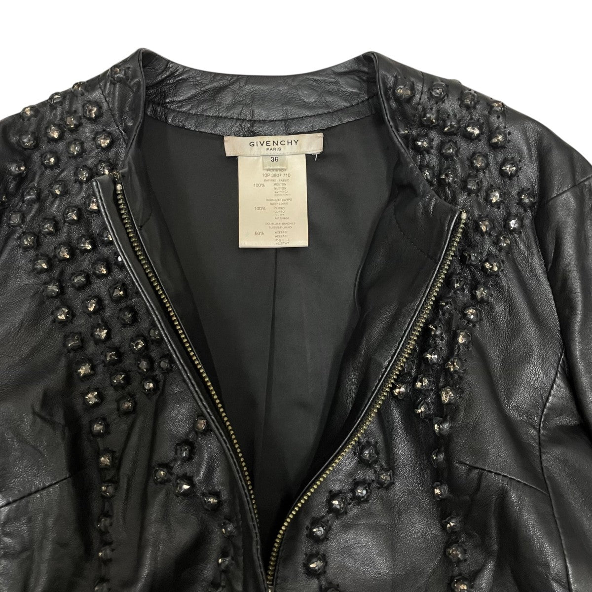 10AW STONES LEATHER BIKER JACKET 10P 3607 710