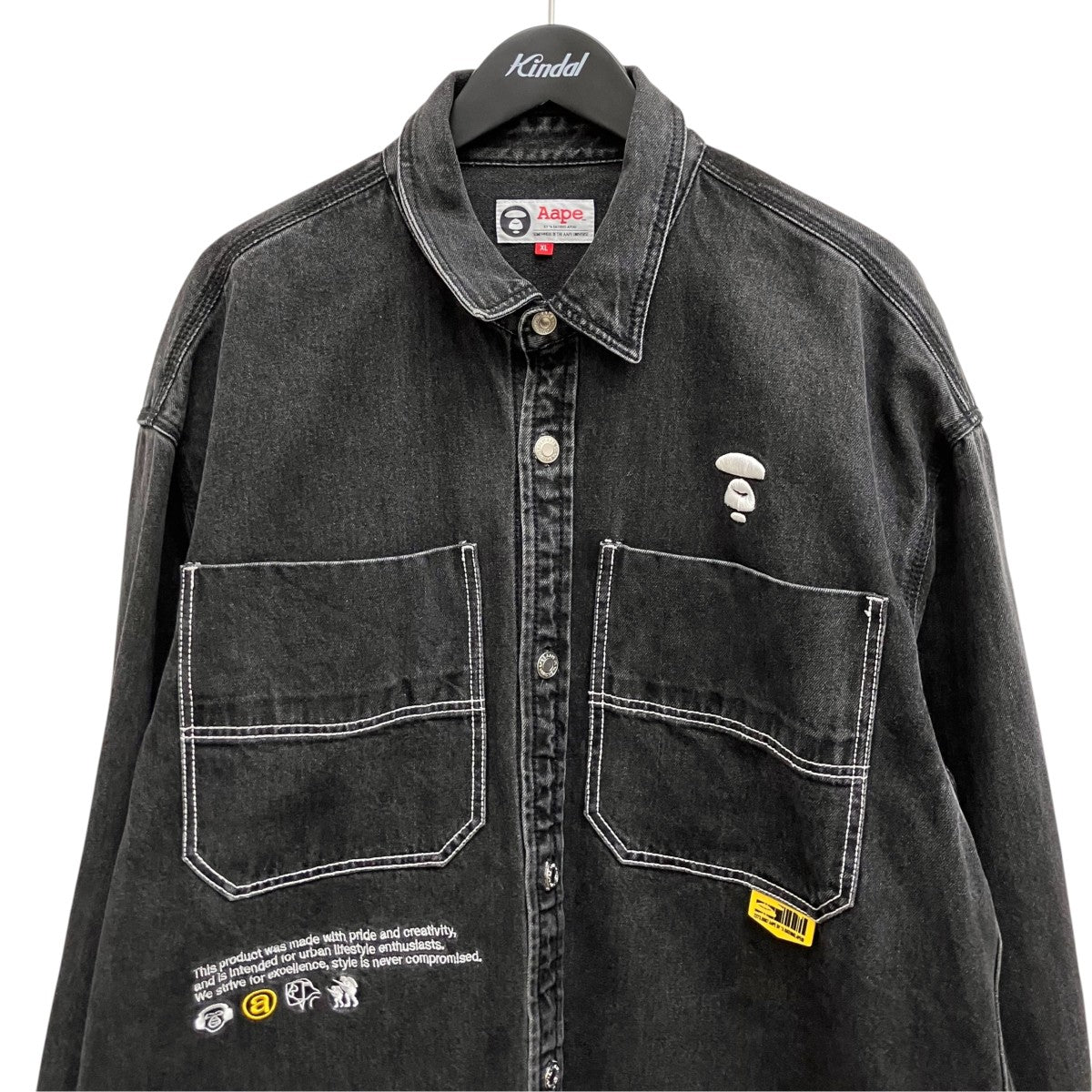 AAPE BY A BATHING APE Moonface Embroidered Denim Shirt AAPSTM8371XXG 古着・中古-3枚目のアイテム画像