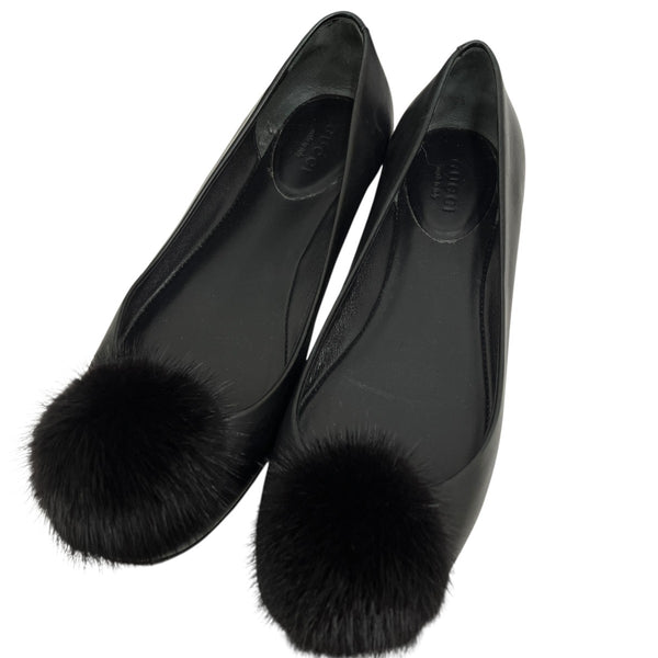 GUCCI(グッチ) ポンポン付フラットシューズ404011 404011 ブラック